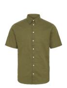 Casual Friday Cfaksel Ss Linen Mix Shirt Khaki Green