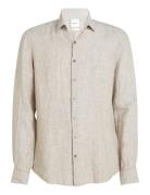 Calvin Klein Linen Solid Slim Shirt Kräm