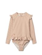 Liewood Sille Baby Seersucker Swimsuit Rosa