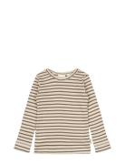 Petit Piao T-Shirt L/S Modal Striped Brun