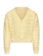 Mango Openwork Knit Cardigan Gul