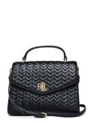 Lauren Ralph Lauren Quilted Leather Medium Farrah Satchel Svart