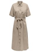 ONLY Onlcaro S/S Linen Bl Belt Dress Cc Pnt Beige