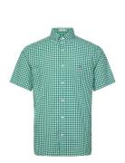 GANT Reg Poplin Gingham Ss Shirt Grön