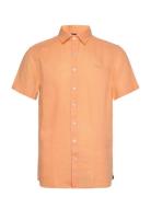 Sebago Linen Shirt Short Sleeve Orange