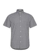 GANT Reg Poplin Gingham Ss Shirt Svart