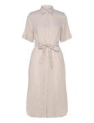 GANT Reg Linen Ss Shirt Dress Beige