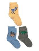 Lindex Sock 3 P Sb Dinosaur Gul