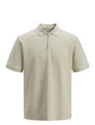 Jack & J S Jjeaustin Zip Polo Ss Noos Beige