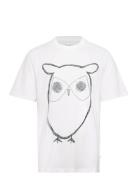 Knowledge Cotton Apparel Regular Big Owl Front Print T-Shirt Vit